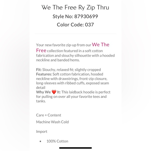 Free People🎄Ry Zip Through New With Tags💎 - Picture 5 of 6